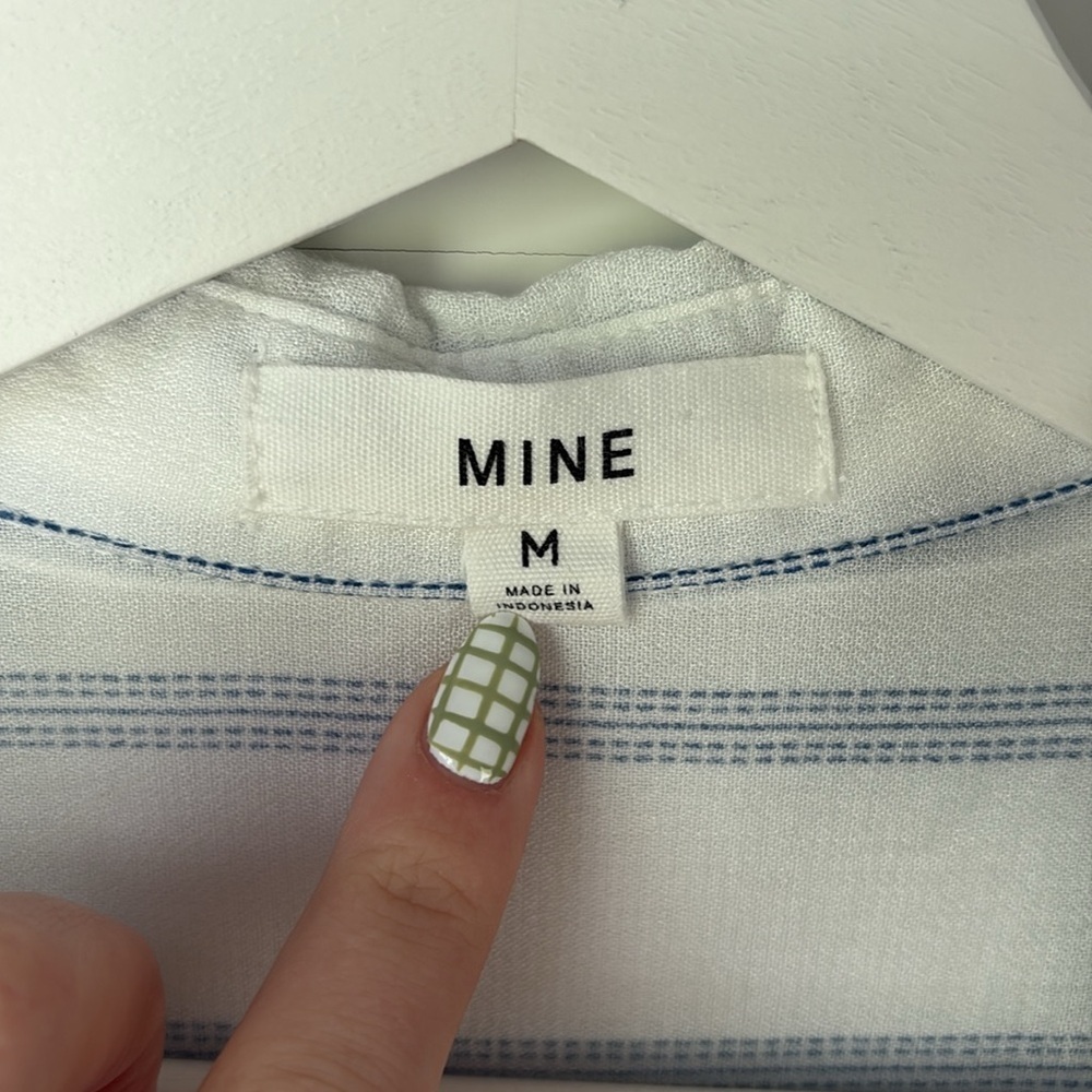 Mine Blue and White Lightweight Striped Beach Shirt - Picture 2 of 6